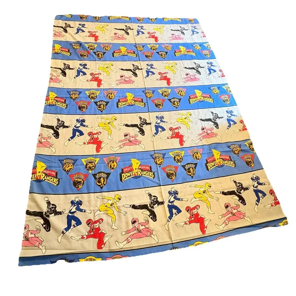 VTG Power Rangers Flat Sheet Twin 1994 Characters Jason Zach‎